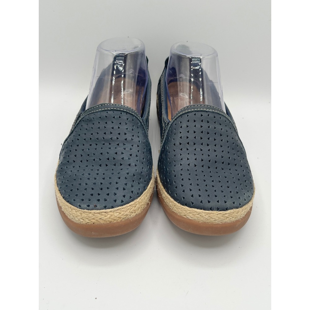 Clarks Collection Women Navy Blue Perforated Leather Espadrille Loafers Sz 8W